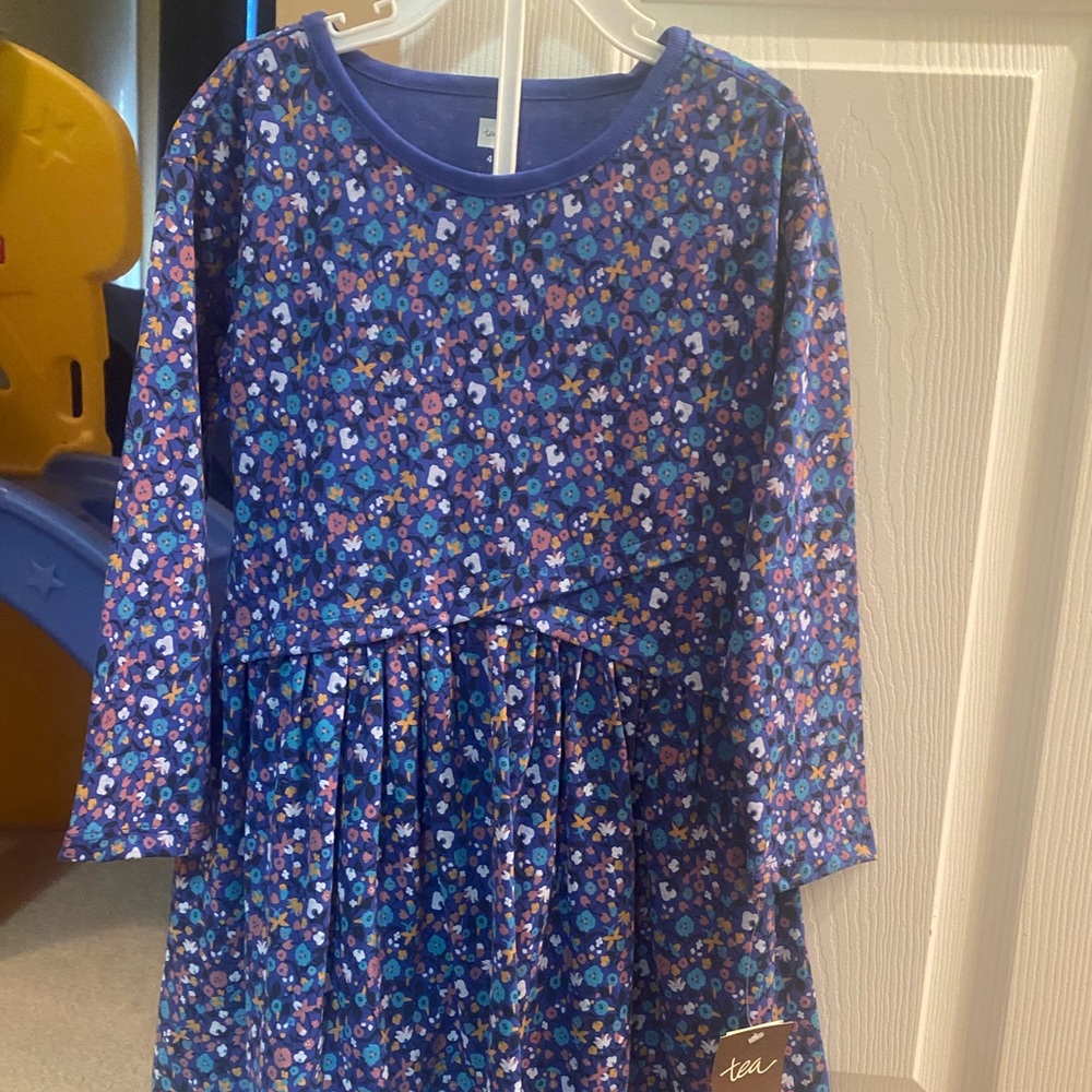 4T Tea dress • royal blue floral • High low • new with tags